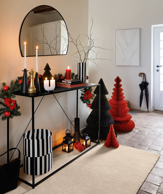 Oglindă semicirculară pentru hol ALICE, cadru metalic, 90 x 65 cm, negru