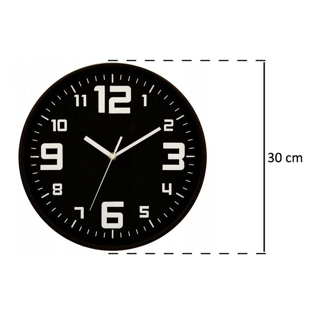 Ceas de perete rotund 30 cm, Negru