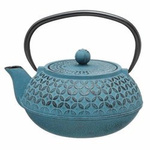 Ceainic din fonta, cu infuzor din inox detasabil, Albastru, 1 L