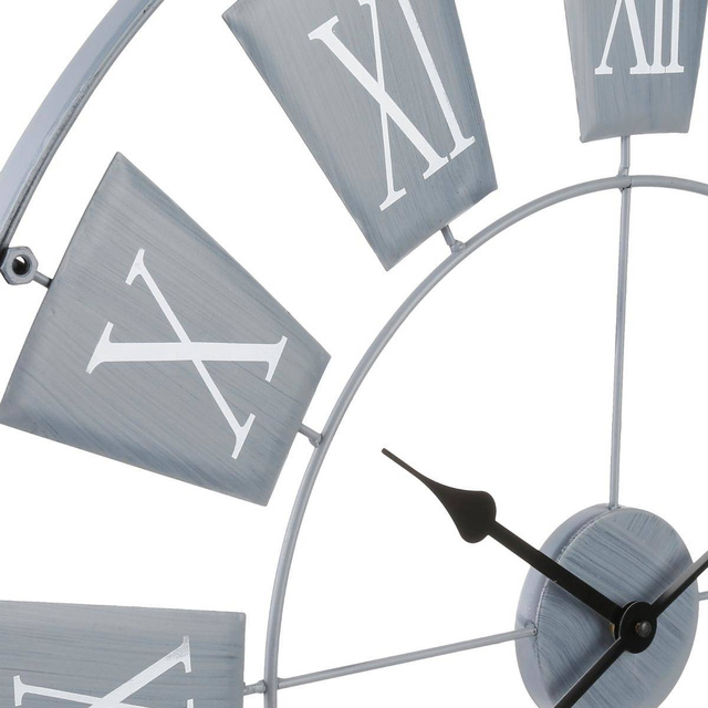 Ceas de perete, Metal, Diametru 76 cm, Gri