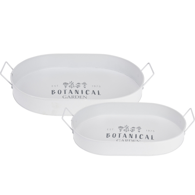 Tava pentru servire Botanical, cu manere late, metalica, 2 bucati