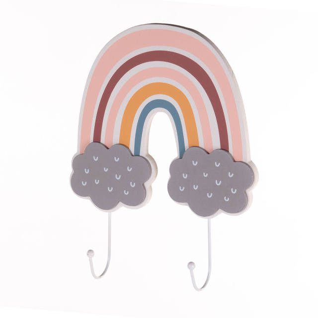 Umeraș pentru haine pentru copii Curcubeu și nori, 20 x 4,5 x 26,5 cm