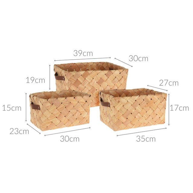 Set trei cosuri impletite, natural