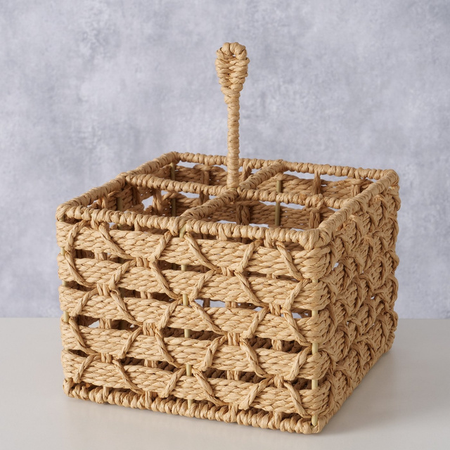 Coș țesut Chariso cu mâner, pătrat