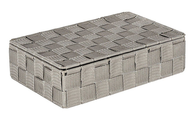 Organizer cu capac ADRIA, recipient pentru baie, WENKO, gri închis