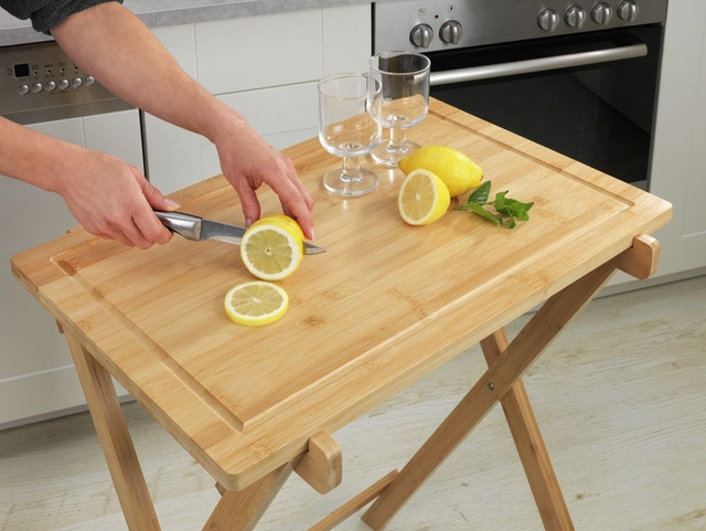 Masă de bambus pliabilă LUGO cu tablă și tavă, 3in1, WENKO