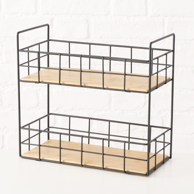 NEILA tavă cu două etaje din metal și bambus, 25 cm