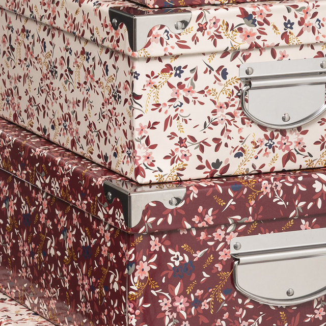 Set 4 cutii din carton de diferite dimensiuni, Roz,