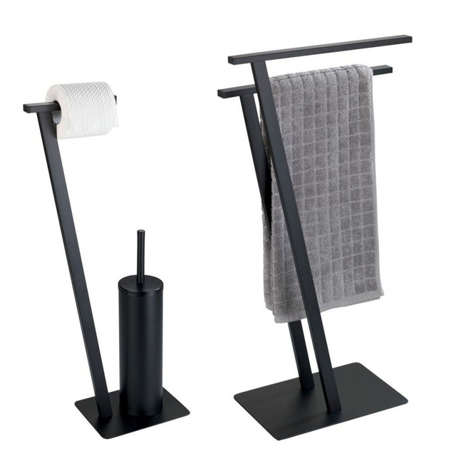 Set de baie LIRIO, suport pentru hârtie igienică 2 în 1 și suport pentru perie de toaletă + suport pentru prosoape, WENKO