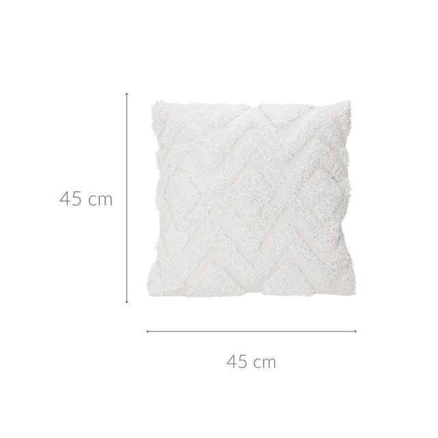 Perna alba, decorativa, din bumbac tuftat, 45 x 45 cm