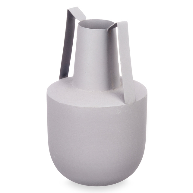 Vaza metalica de culoare pastelata cu manere, 21 cm