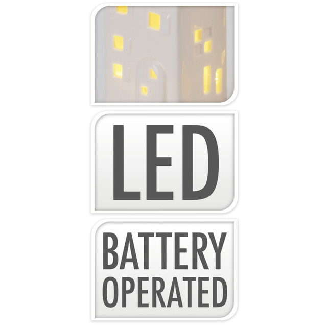 Casă decorativă din ceramică LED, 16 cm