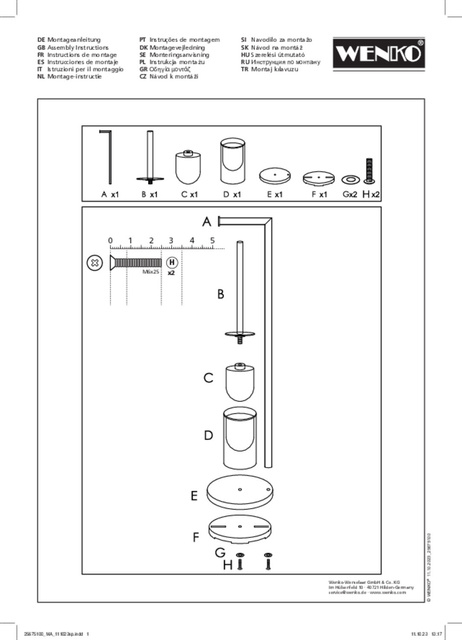 Suport pentru peria de toaleta FERLA cu suport pentru hartie, 2 în 1