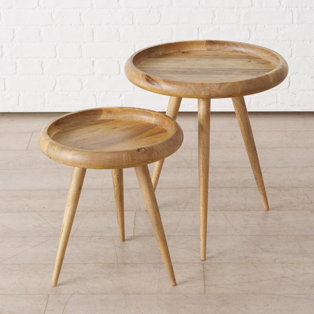 Masuta de cafea Herve, set 2 bucati, lemn de mango