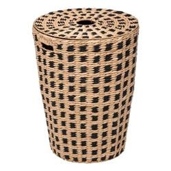 Coș de rufe din bambus, 60 L, cu model negru