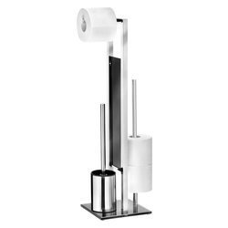 Set elegant de accesorii pentru baie, suport și suport pentru hârtie igienică, perie de toaletă, RIVALTA WENKO, argintiu lucios