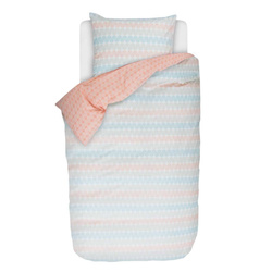 Set de lenjerie colorat din bumbac percal cu model, reversibil, 140 x 220 cm, Esprit