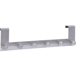 Cuier pentru ușă cu 6 cârlige, fără găurire, din oțel inoxidabil, 42 x 8 x 18 cm