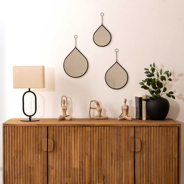 Set oglinzi metalice în formă de picătură LENY, 3 buc.