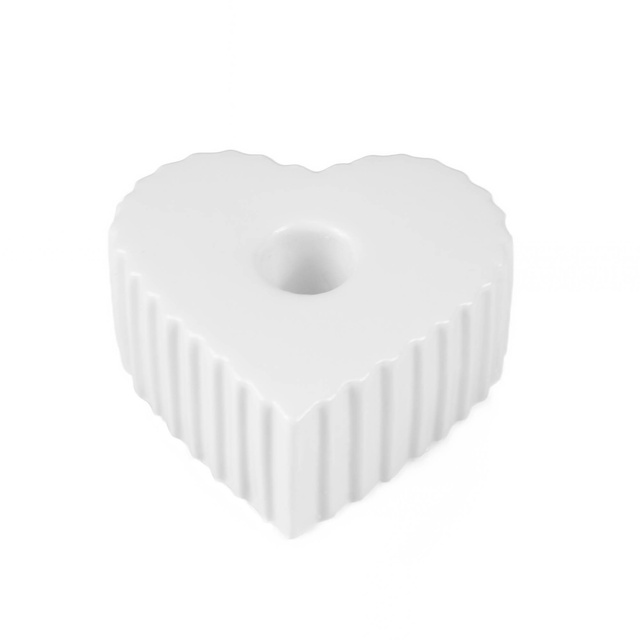 Suport de lumanare din ceramica in forma de inima Anima, pentru lumanare lunga, 4 x 9 cm