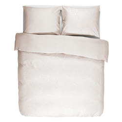 Lenjerie din satin de bumbac în nuanța roz pal, lenjerie cu flori, Essenza, 200 x 220 cm