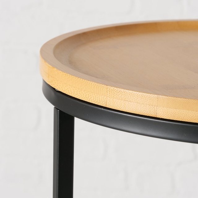 Set mese laterale cu blat din bambus BORINO, inaltime 38-45 cm