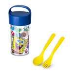 Recipient pentru gustare/apă 500 ml cu tacâmuri Buddy Snack SpongeBob, KOZIOL