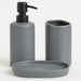 Set de baie PLY, dozator ceramic, cană și tavă, gri