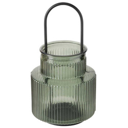 Felinar din sticla 
 din sticla 
 canelata Roffa, 
 12,9 cm, verde