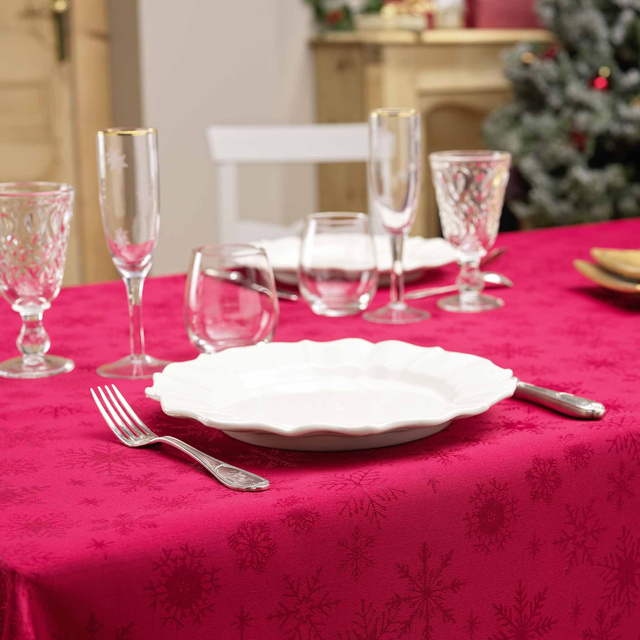 Fata de masa Jacquard de Craciun, FLOCONS, 140 x 240 cm