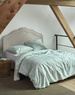 Set de lenjerie din bumbac satinat de culoare turcoaz, 200 x 220 cm, Esprit,