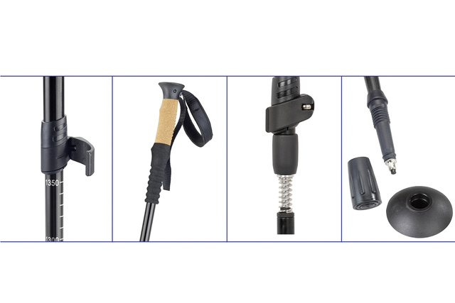 Bețe pentru trekking PREMIUM, ultra-ușoare, pliabile, 63 -135 cm