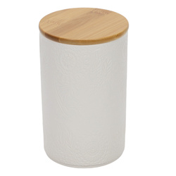Borcan ceramic cu capac din bambus, Ø 10 x 16 cm