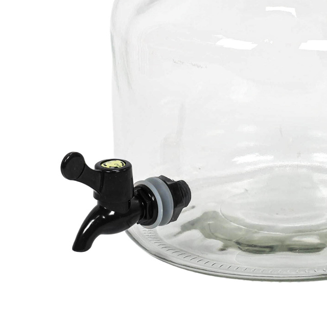 Borcan cu robinet din sticlă, cu capac din lemn de pin, 5,2 l