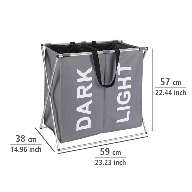 Recipient pentru rufe DUO GREY - până la 120 de litri, WENKO, gri închis