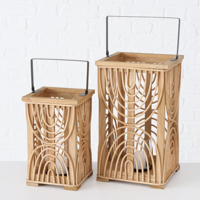 Set 2 felinare  din lemn Raimo