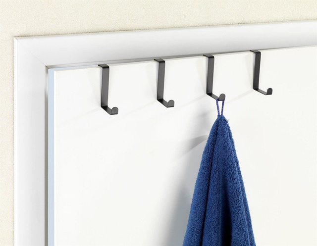 Set 4 carlige pentru uși, Negru, 7,6x6x1,2 cm, WENKO