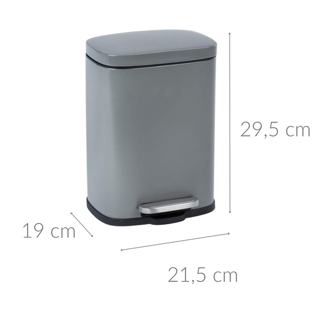 Coș de gunoi cu pedală, Easy Close ,Gri, 5L, Wenko