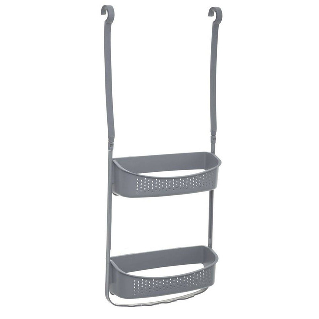 Suport pentru baie cu ventuze, 2 niveluri, Gri