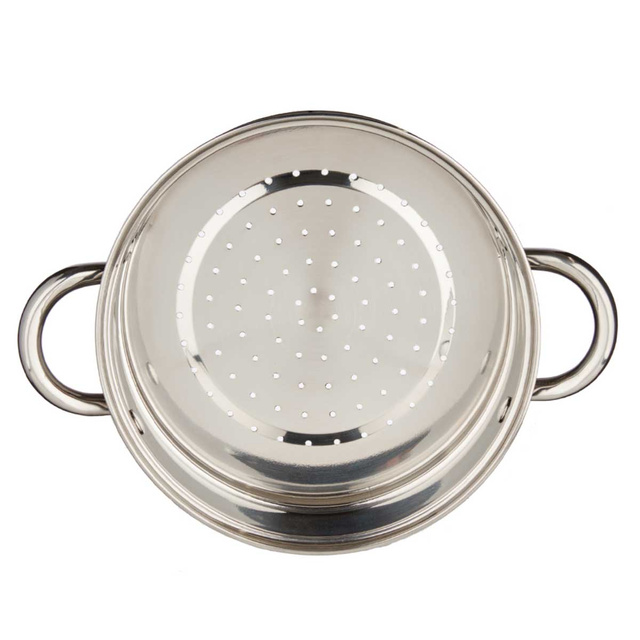 Oala cu strecuratoare si capac din sticla, inox, 6 l