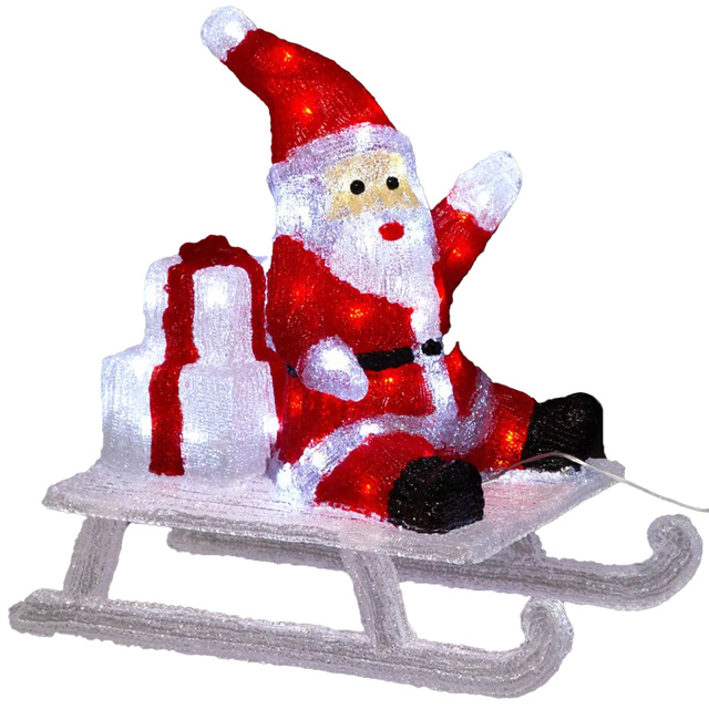 Decor luminos exterior, Mos Craciun pe sanie, 60 LED-uri