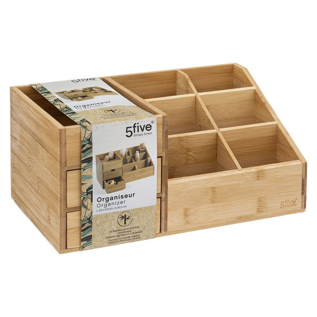 Organizator din bambus pentru cosmetice, 3 sertare