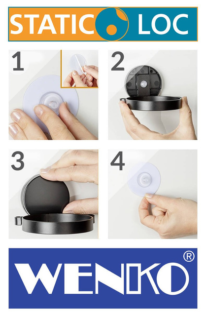 Recipient pentru perie WC montat pe perete PAVIA, montaj fara gaurire