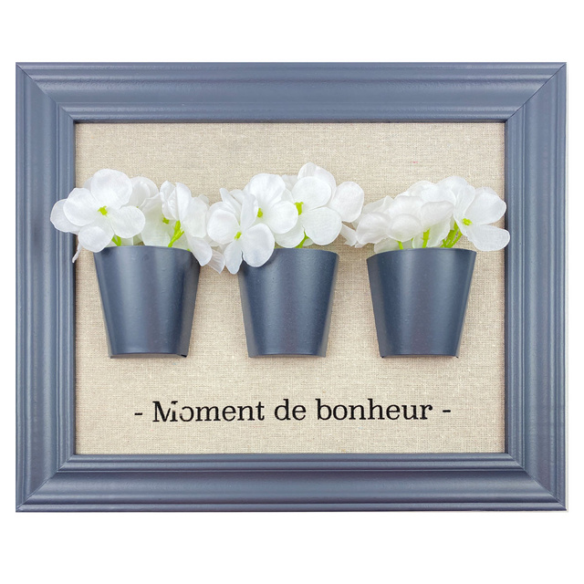 Decor de perete, 3 ghivece de flori, 38 x 32 cm, negru