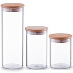 Set de recipiente din sticla cu capac din bambus, 3 buc, ZELLER