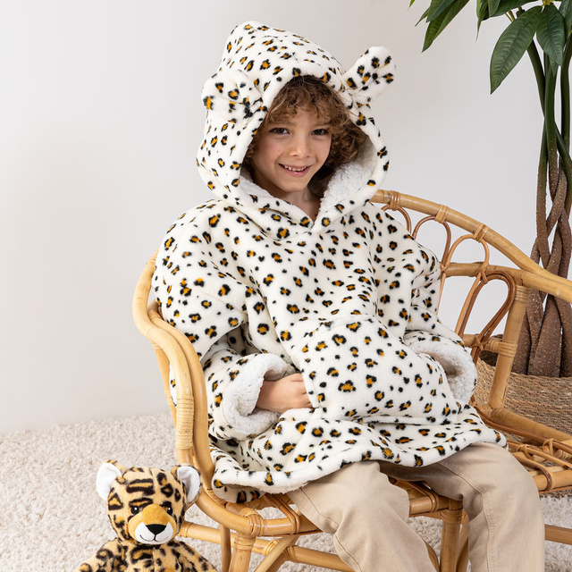 Hanorac copil Leopard cu glugă