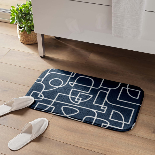 Covor baie LABYRINTHE bleumarin, 45 x 75 cm