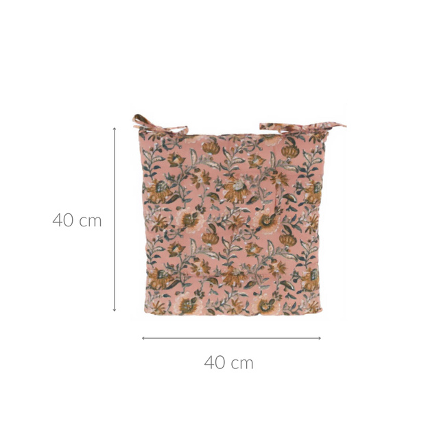 Perna pentru scaun legată, model cu flori, 100% bumbac, 40 x 40 cm