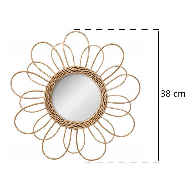 Oglindă decorativă într-o ramă de răchită, Ø 38 cm