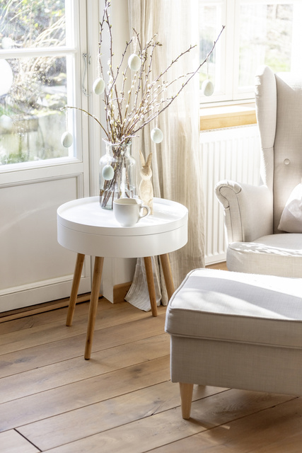 Masa de cafea FINJA, bambus, rotunda, alba, Wenko